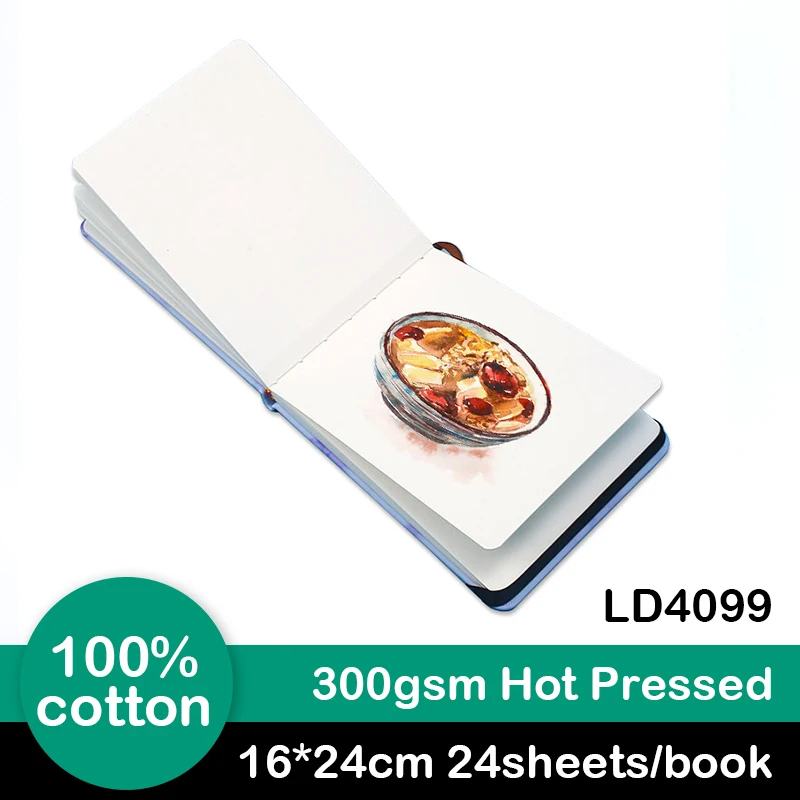 Hot Pressed 300 GSM Watercolor Journal Portable Hand Book L Size 24*16cm Leyton LD4099 Art Supplies Watercolor Book