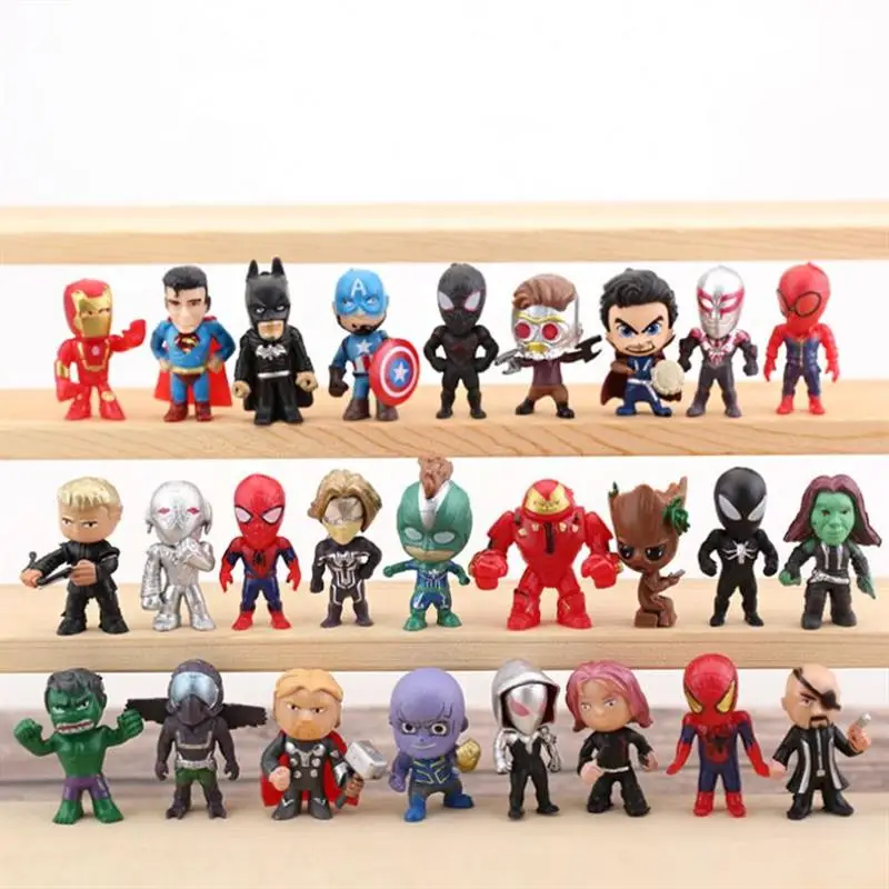 2024 New Style Mini 26pcs/Set Figure Thanos Black Panther SpiderMan Model Toy Car Ornaments