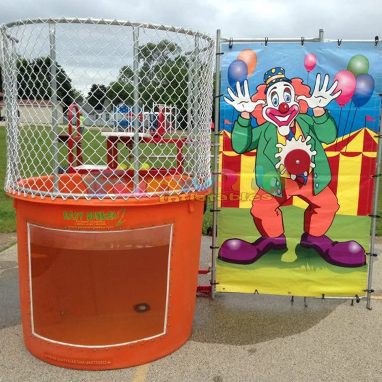 Party carnival challenge game outdoor sports safe dunker machine dunking booth cheap inflatable water dunk tank