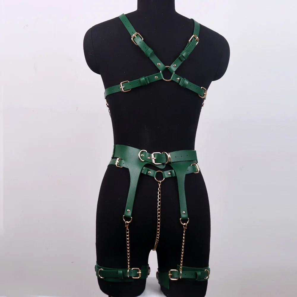 New Arrival S&m Quick Shipping Women Sexy Male PU Leather Lingerie Sm Bondage Suspenders with Bondage Handcuffs for Women