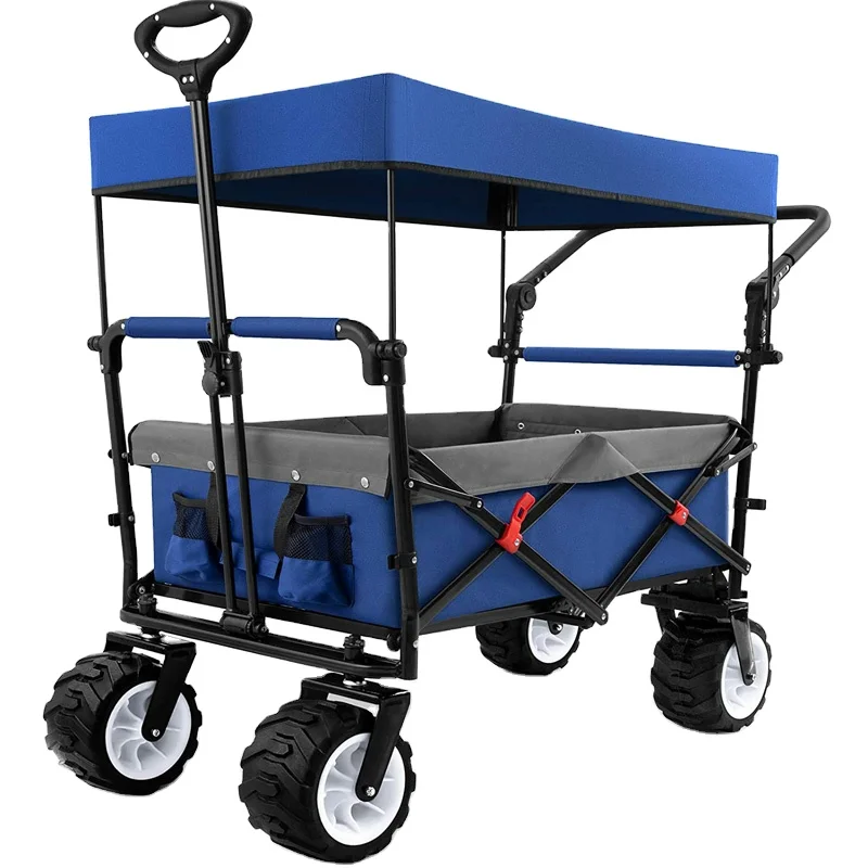 Factory Collapsible Sturdy Steel Frame Garden Beach Wagon/Cart  Folding Camping Wagon Garden Cart Shopping Trolley
