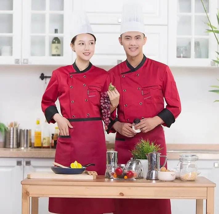  Прочная дышащая удобная куртка шеф-повара из полиэстера и хлопка с длинным рукавом для
