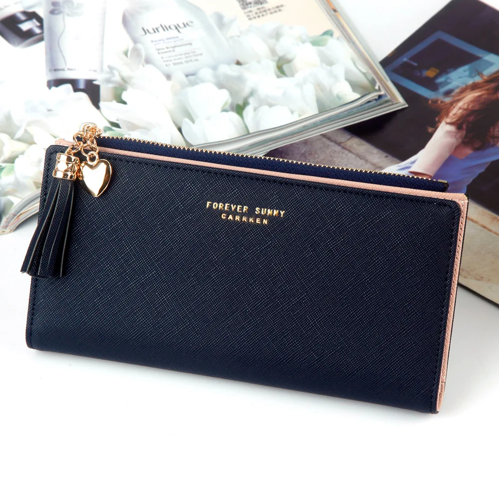 hengsheng new women purses luxury tassel cell phone purse zipper card holder pu leather wallets for women fashionable