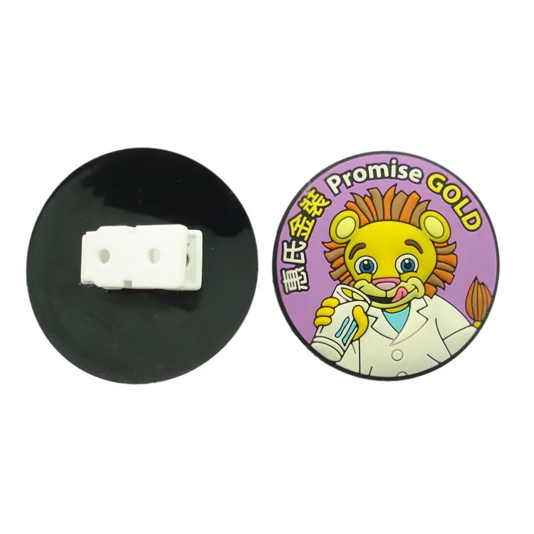 Factory custom embossed Eco-friendly soft PVC pin badge