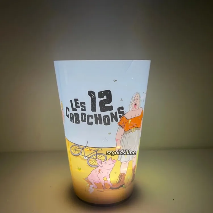 Water-Activated LED Plastic Cup Party Glow Cup with Light Sensing Flashing Features Led Red Bull Cup