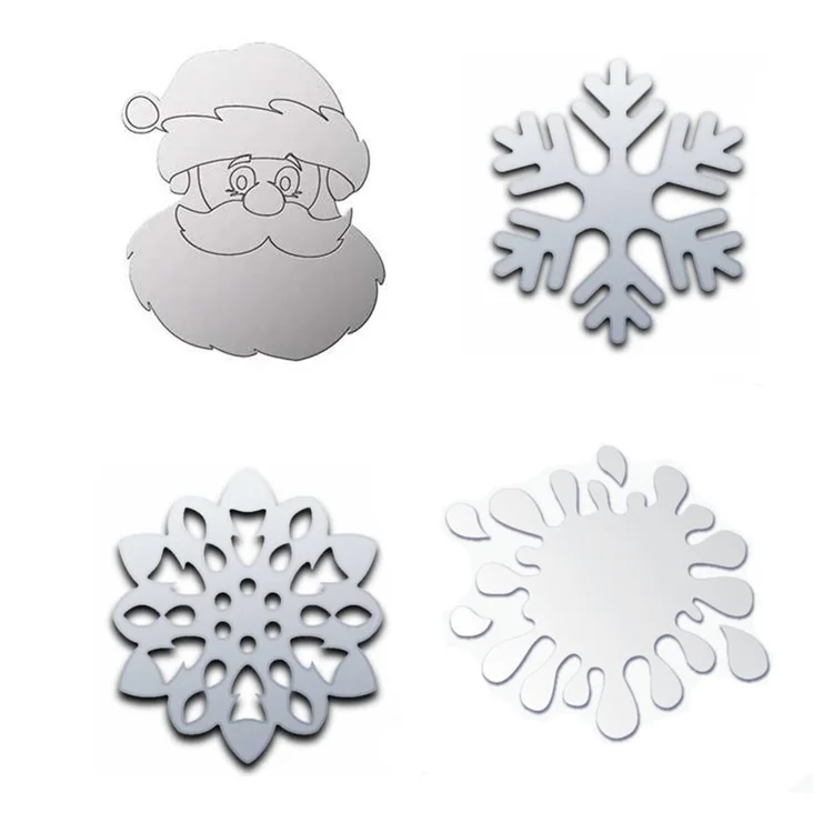 Custom Laser Cutting Shaped Clear Acrylic Mirror Decorations Christmas Tree Hanging Ornaments