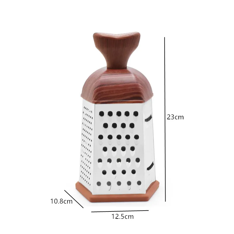Kitchen Wood grain covered with heart-shaped Cheese 6 Sides Stainless Steel Grater For Vegetable