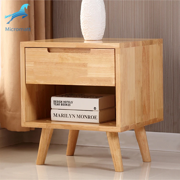 Wholesale Storable Nordic Style Log Color Bedroom Furniture 1 drawer Wood Bedside Table