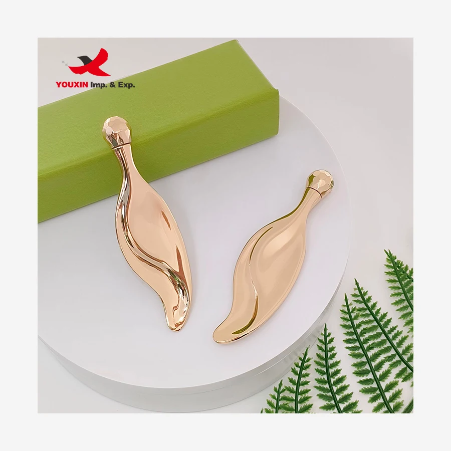 Factory Hot Sale Face Massage Tool Leaf Shape Face Lifting Scraping Board Dual Use Eye Facial Massager Zinc Alloy Massage Guasha