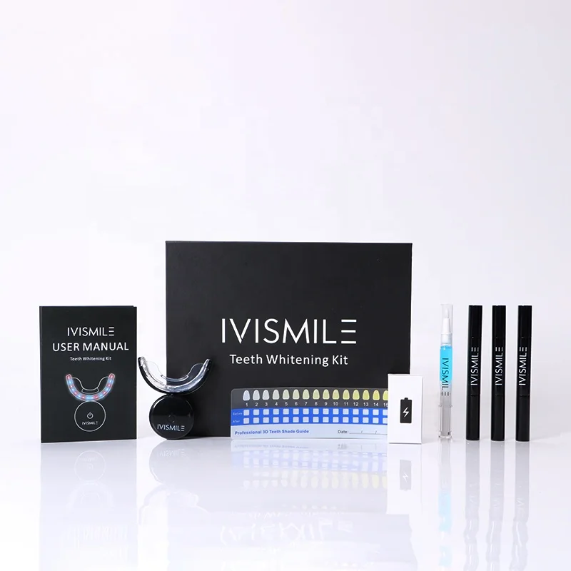 Ivismile Wholesale 2022 Professional Home Wireless Teeth Led Whitening Gel Kit  Private Label Teeth Whitening Led Kit