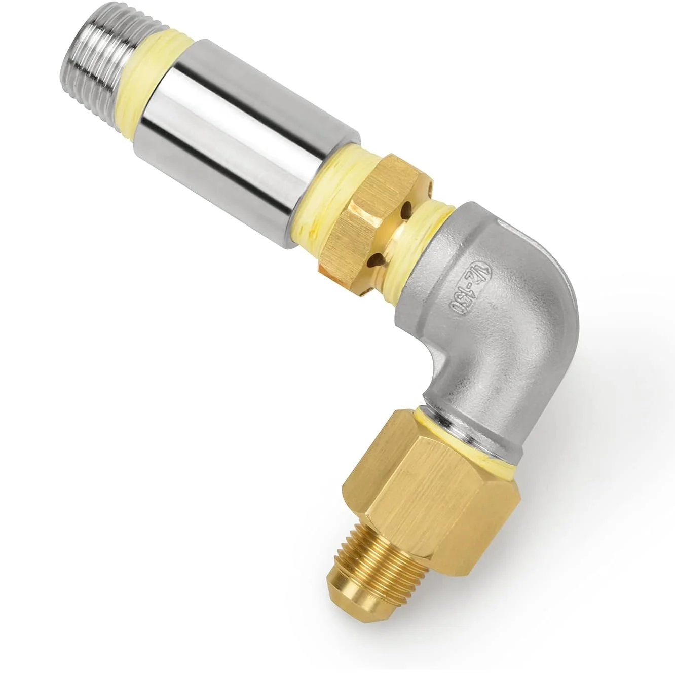 Stainless Steel and Brass 1/2 Air Mixer, 90 Elbow Nozzle Sprayer Valve for Propane Gas Fire Pit, High Capacity 150K BTU