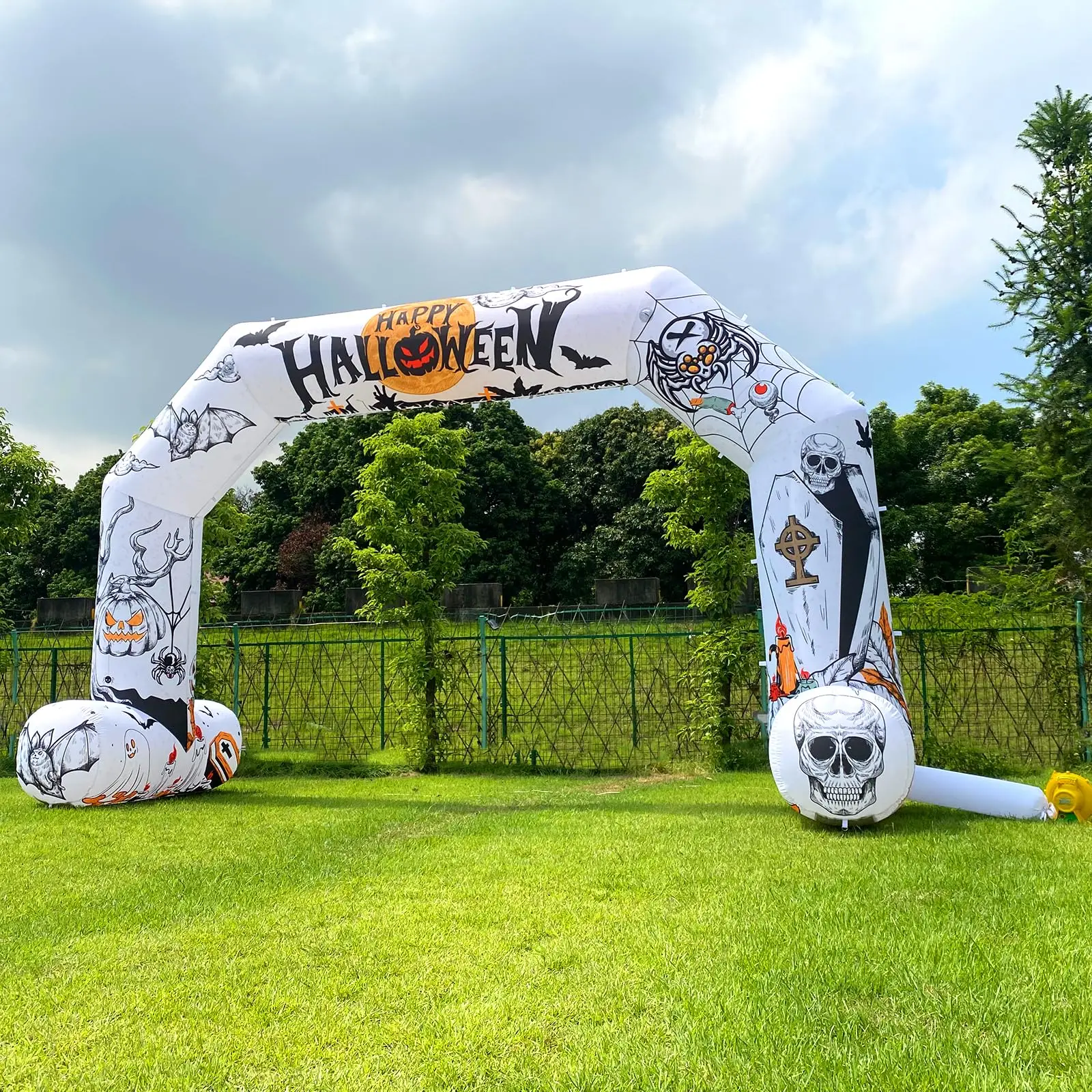 Hot Selling Factory Inflatable Pumpkin Arch Led Lights Large Archway Halloween Entrance Decoration For Garden Yard