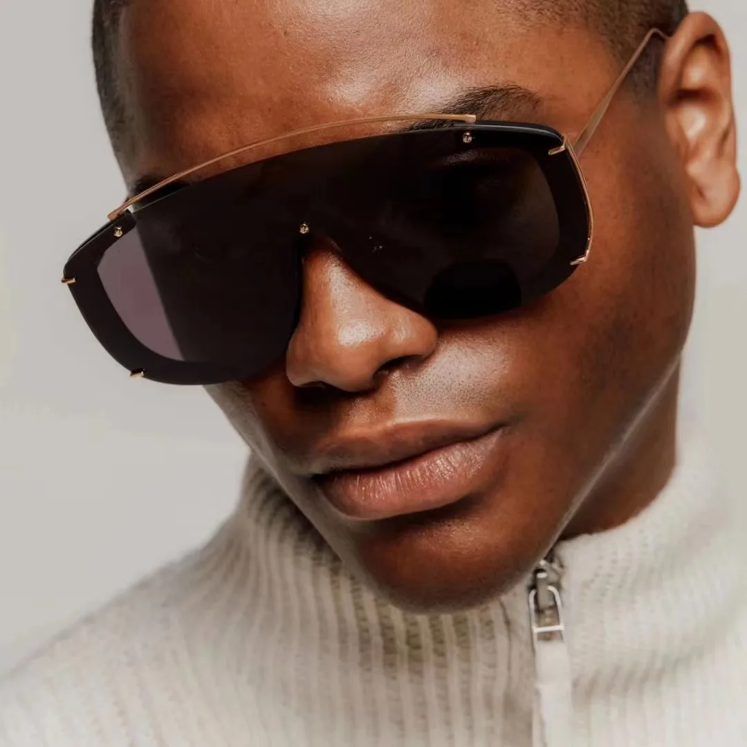 Hot Selling Oversized Rimless Sunglasses One Piece Punk Sun Glasses UV400 Men Luxury Goggles Fashion Eyewear Las Gafas De Sol