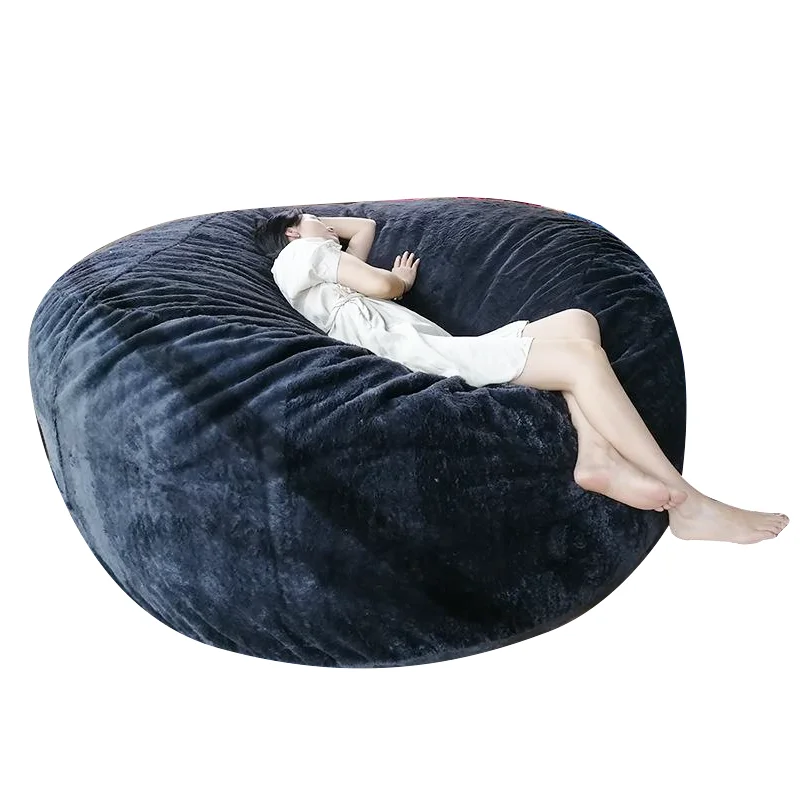 Luxury Fur Lazy Sofa Couch Xxl Love Sack Fluffy Bean Bag Chair Cover Modern Large Giant Bean Bag Bed For Adults Humans