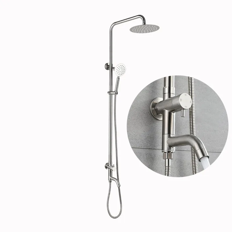 SUS304 Cold Water Shower System Shower Faucets Sets Complete with 3-way Shower Valve and Trim Kit Brushed Stainless Steel Modern