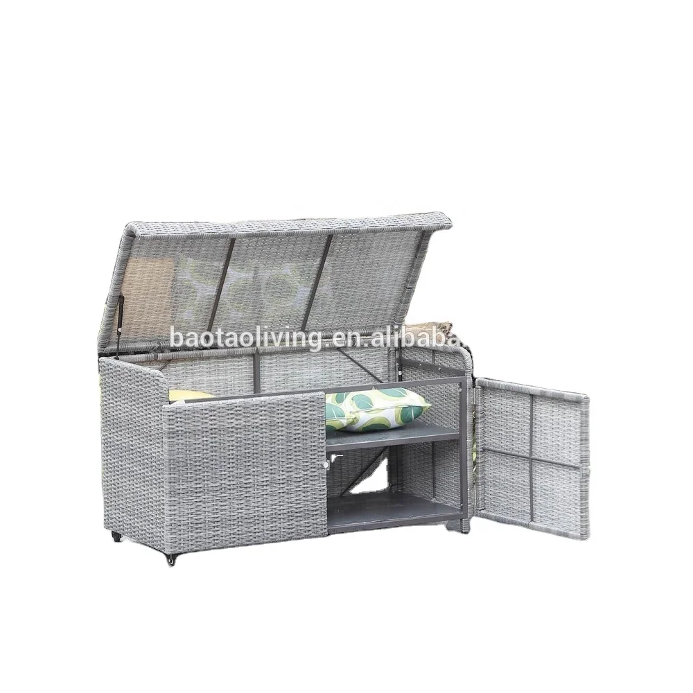 
Aluminum Wicker Outdoor Cabinet Garden Sideboard Multi-Purpose Cushion Stand 