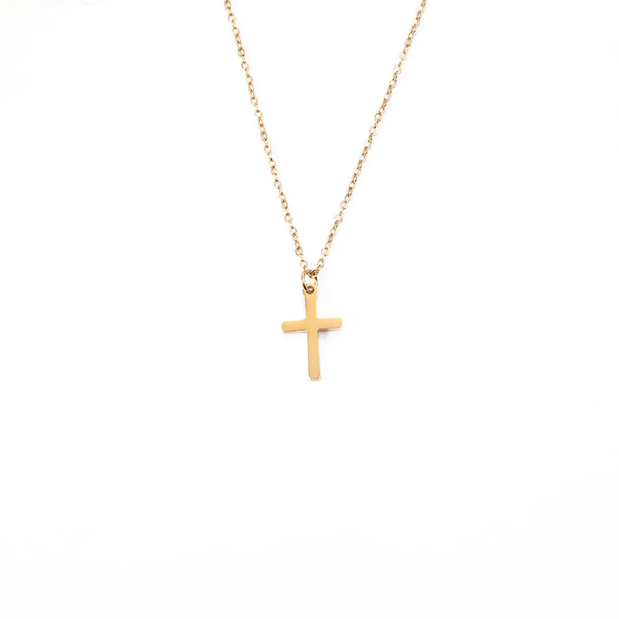 Stainless Steel 18K Gold PVD Plated 12*20MM Cross Pendant Necklace Titanium Steel High Polish CrossNecklace