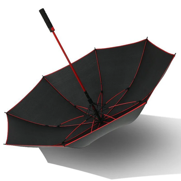 Semi-Automatic Advertisement Rain Umbrella Double Canopy Air Vented Red Frame Golf Umbrella With Logo Custom