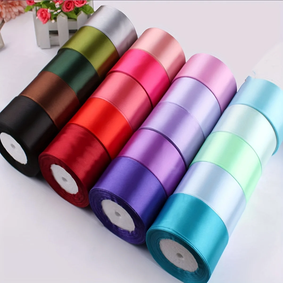 pink pleated packaging box with ribbon thermal transfer 2in satin ribbons silk bow decoration striped webbing ribbon