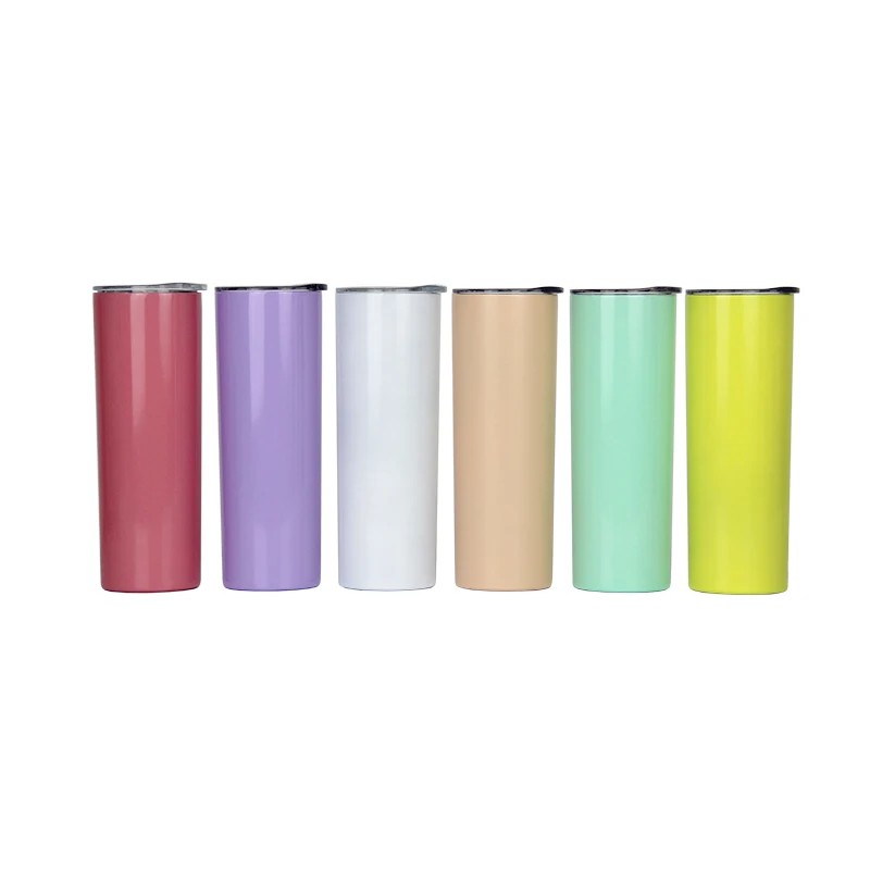 
Custom Logo Straight No Taper 20oz 30oz Sublimation BlankSkinny Double Wall 304 Stainless Steel Coffee Tumbler with Lids 