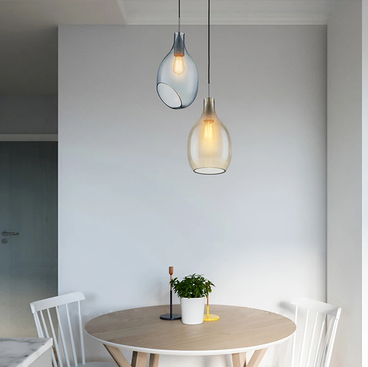 Modern Copper Color Retro Turkish Glass Drop Pendant Lamp