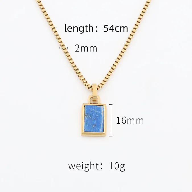 Europe And The United States Ins Light Luxury Sweater Chain 18k Stainless Steel Inlaid Natural Stone Pendant Necklace Women