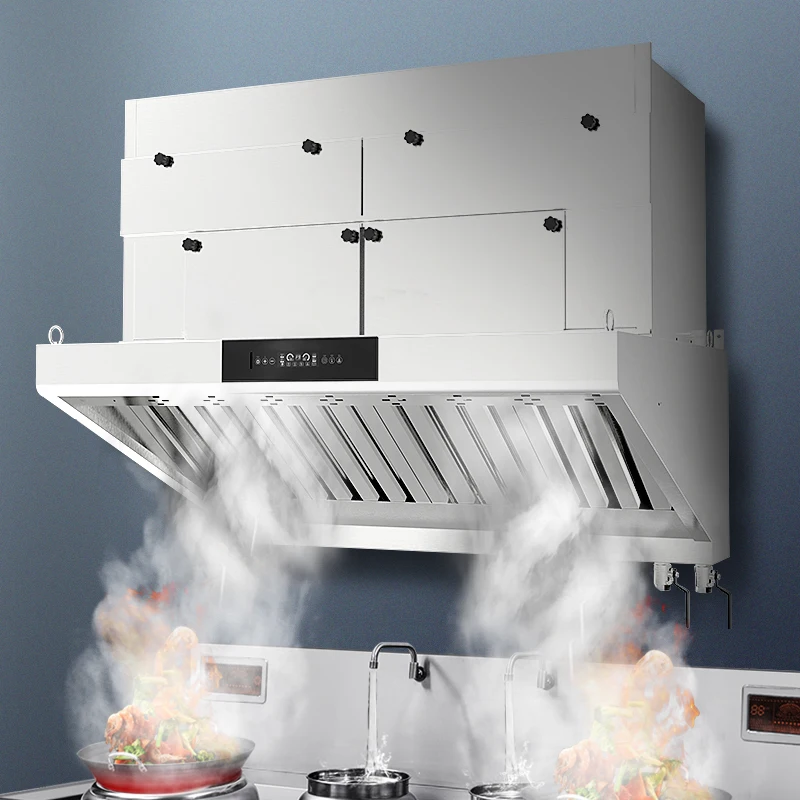 Heavy Duty Ventless Oil Fume Separation Cooker Hood For Restaurant High Suction Power Range Hoods Commercial Smart Kitchen Hood