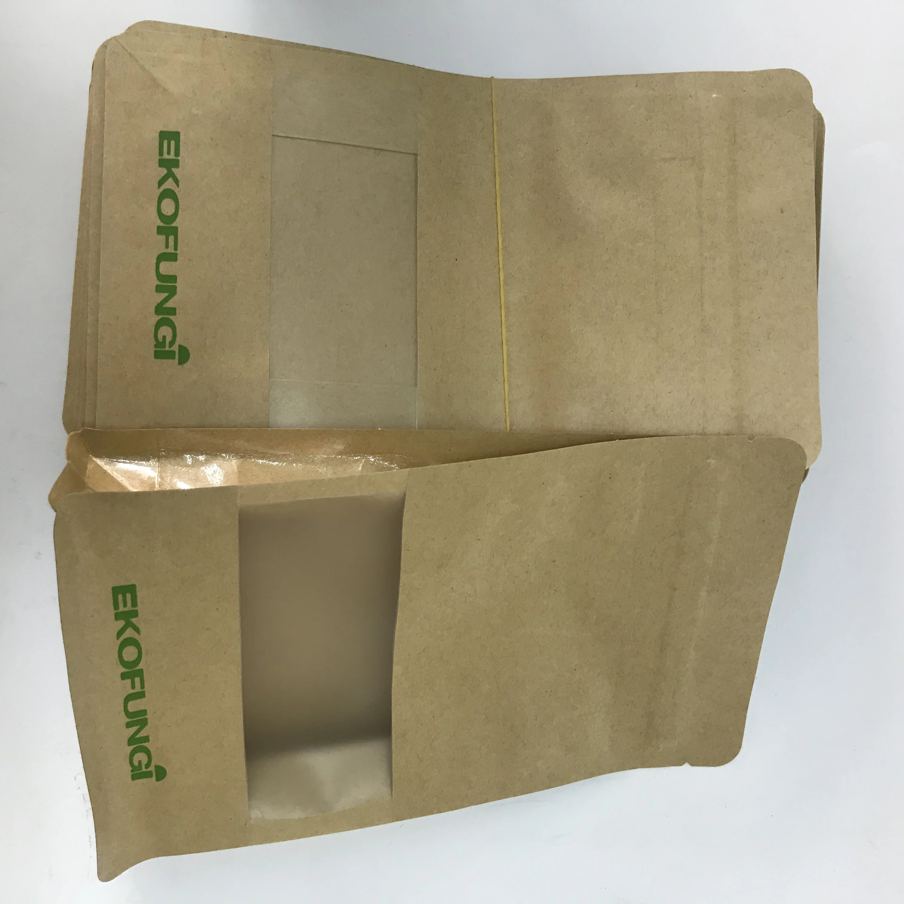 Kraft paper bag manufactures kraft Paper Eight- Side Box Bottom Stand Up Pouch With Zipper Lock For Coffee