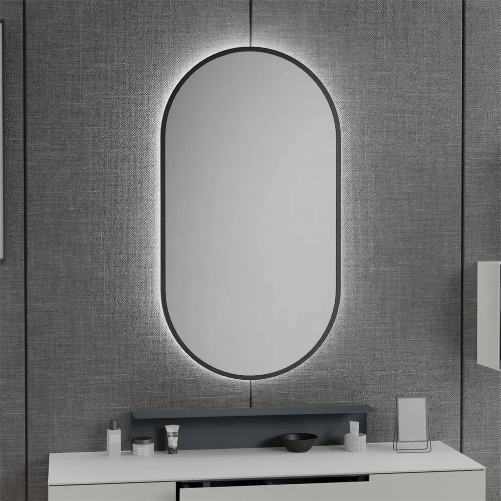 Wall-Mounted Oval LED Bathroom Mirror with Light Touch Screen for Bedroom Home Hotel Decorative Purpose