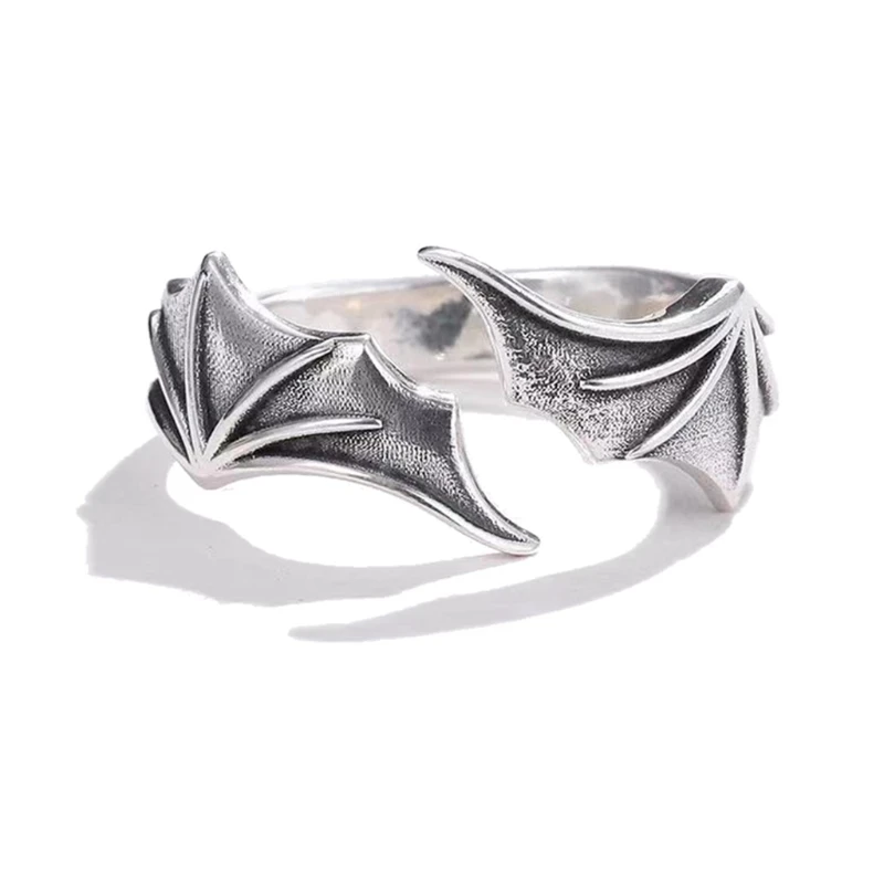 Hot Sale Silver Color Wing Adjustable Rings Couple Adjustable Rings Angel Demon Wing Couples Rings for Women Men
