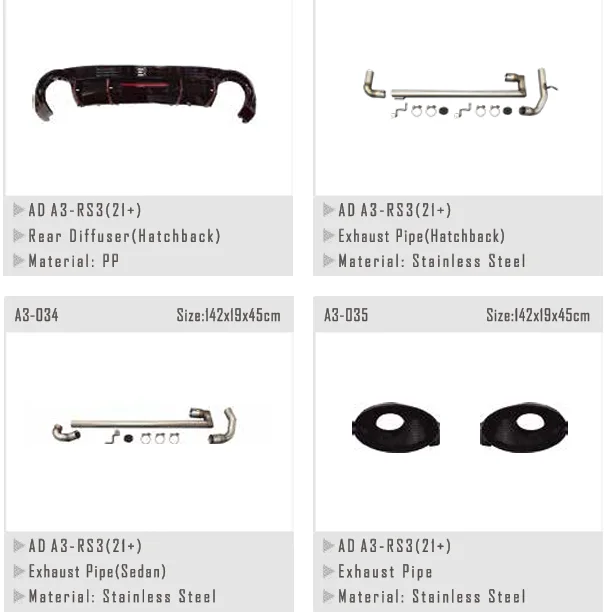 for 2021 AUDI A3 upgrade to RS3 rear bumper