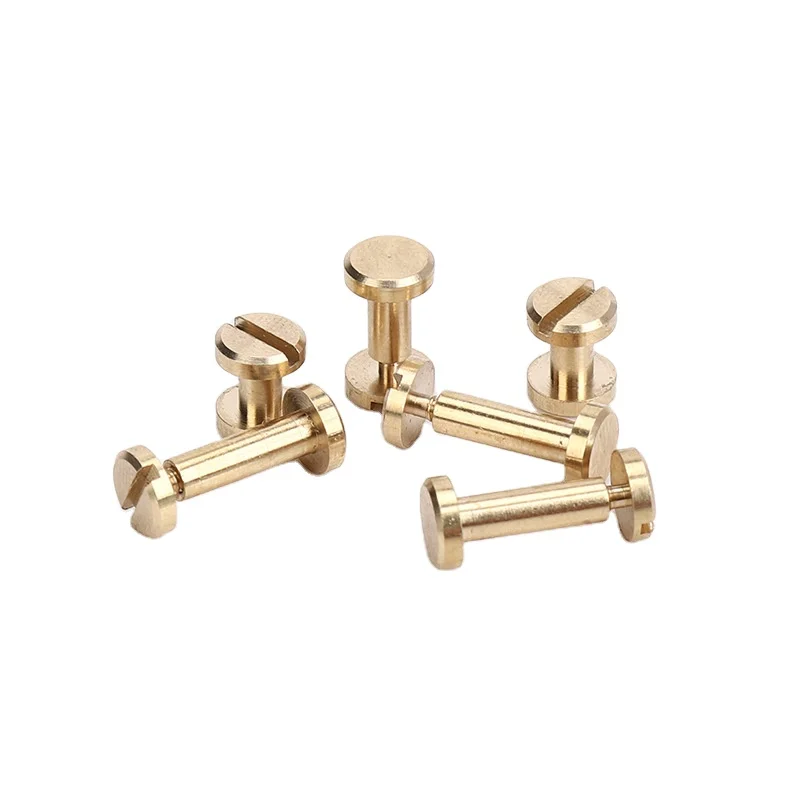 Copper Plated Male And Female Screw Account Book Butt Side Lock Screw Nut Album Stainless Steel Chicago Screw Double Cap Rivet