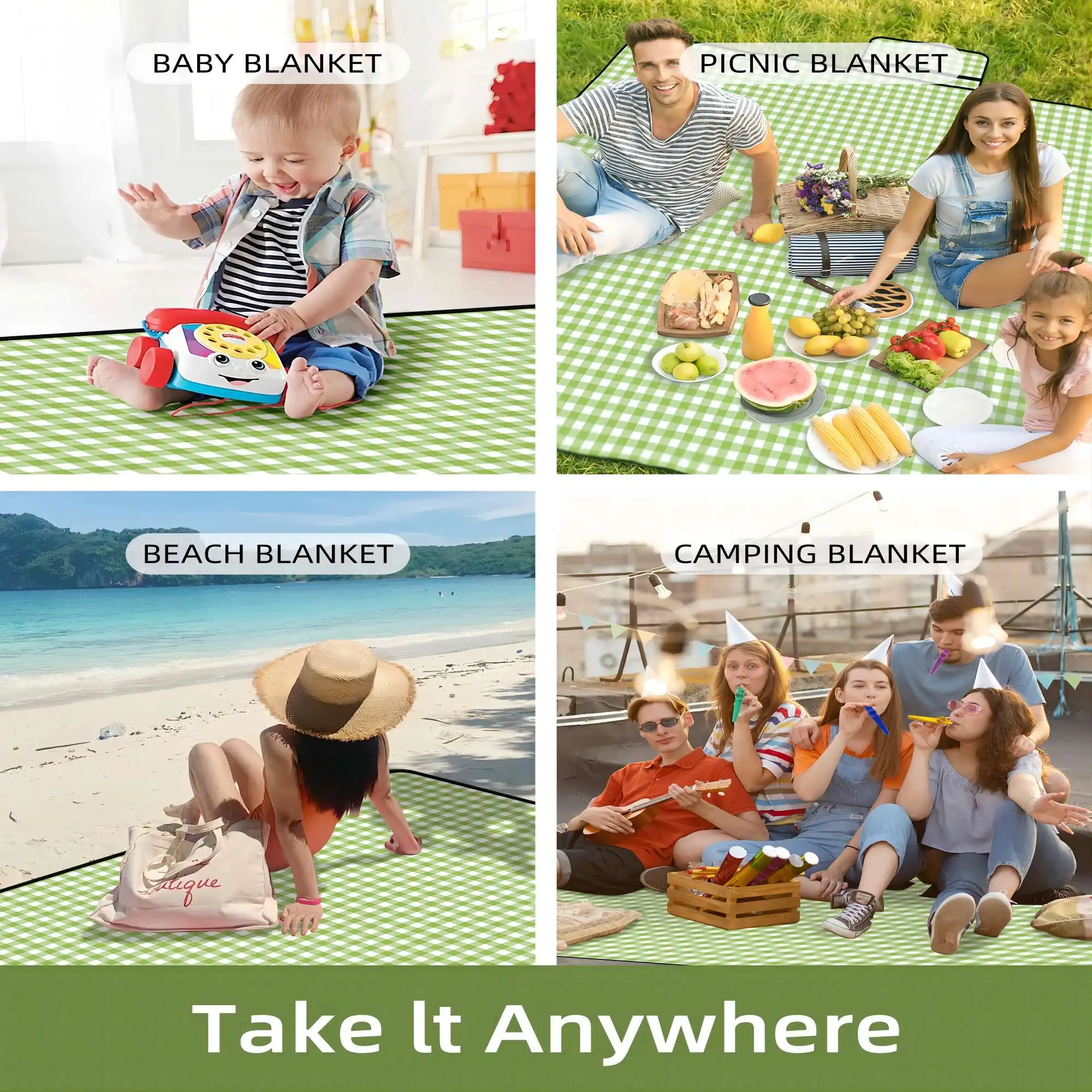 Factory Directly Wholesale Outdoor Extra Large Foldable Portable Sand Proof Waterproof Picnic Beach Mat Blanket