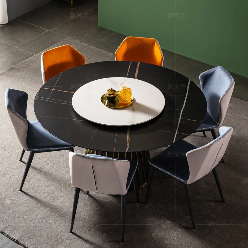 Итальянские Роскошные Дизайнерские Фошань мебель круглый вращающийся мраморный стол стул
