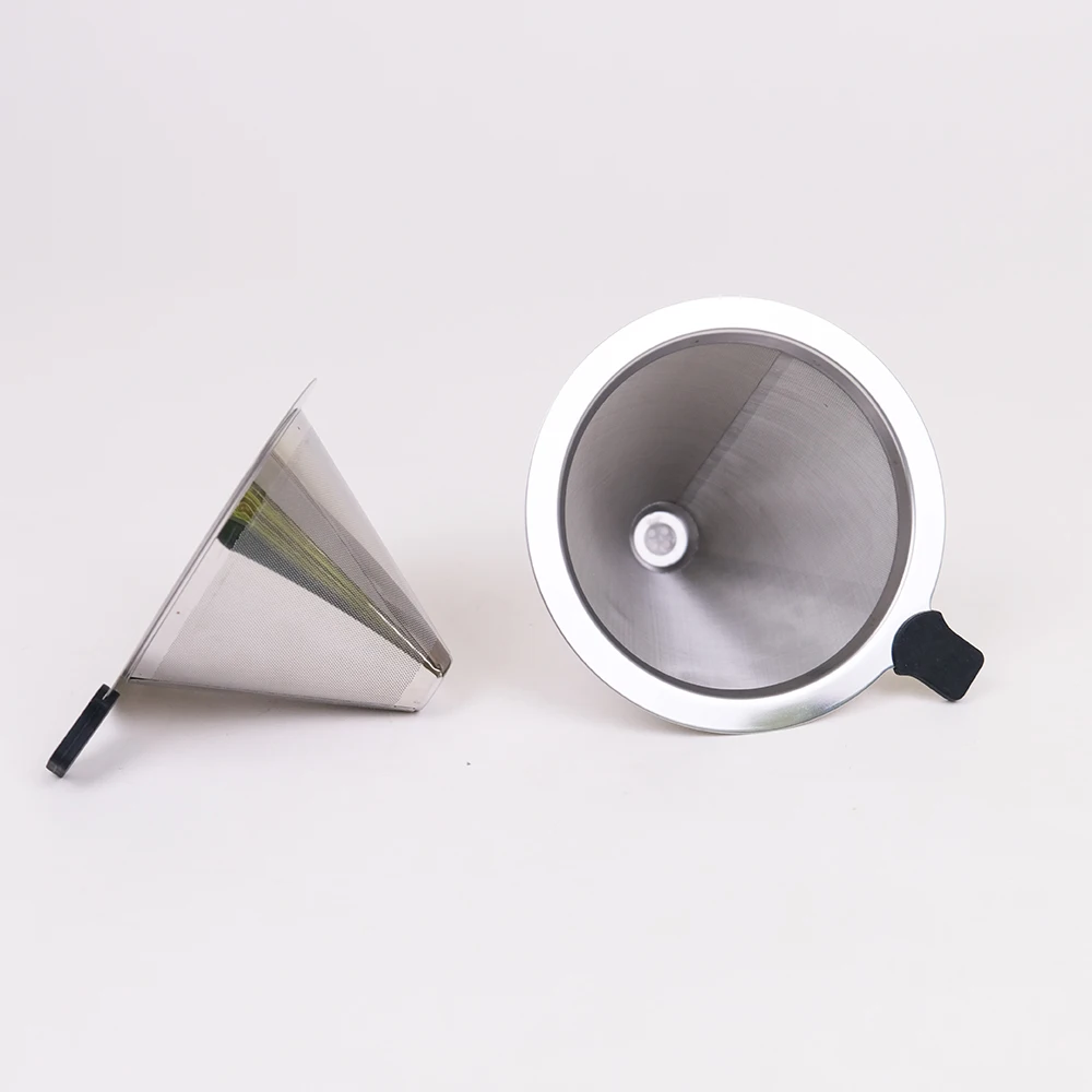 Stainless Steel Pour Over Coffee Dripper with Double Layered Filter Paperless and Reusable Cone Shaped Filter for Osaka