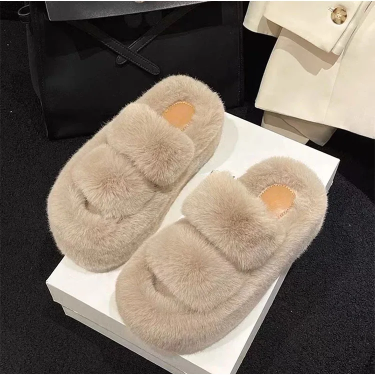 Factory Direct Wholesale Fuzzy slippers Women Girls Fur Designer