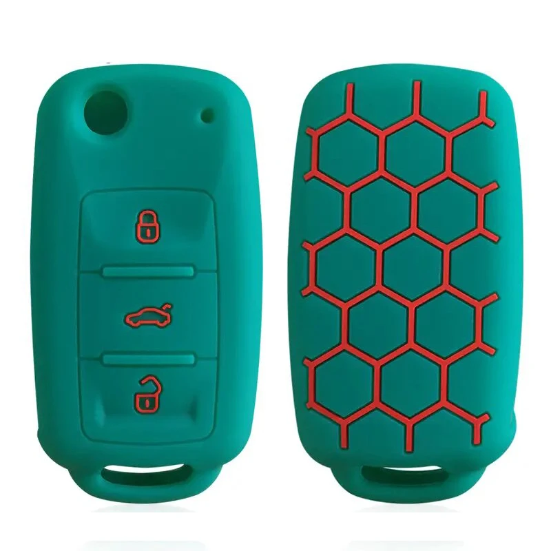 2 Buttons Silicone Key Cover Car Key Case For Volkswagen Skoda SEAT Silicone Keyless Remote Car Key Fob Protector