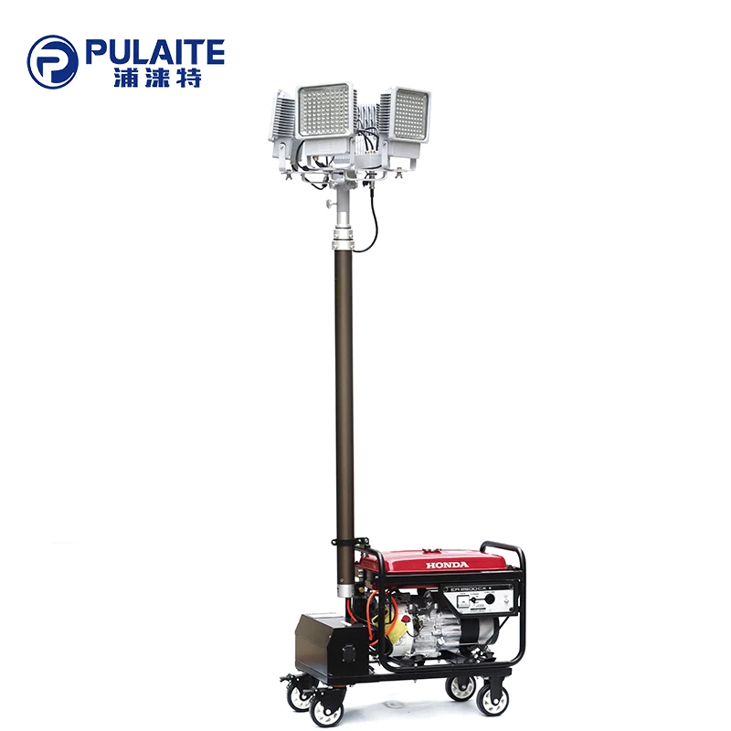 Mobile engine LED tower light telescopic mast pole pneumaticPowerful portable lighting tower Multifunction mobile