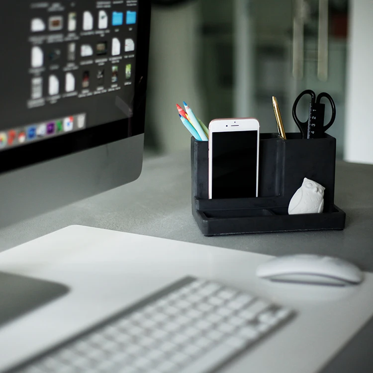 High Quality Custom Wholesale custom pen holder concrete containers office stationery supplier