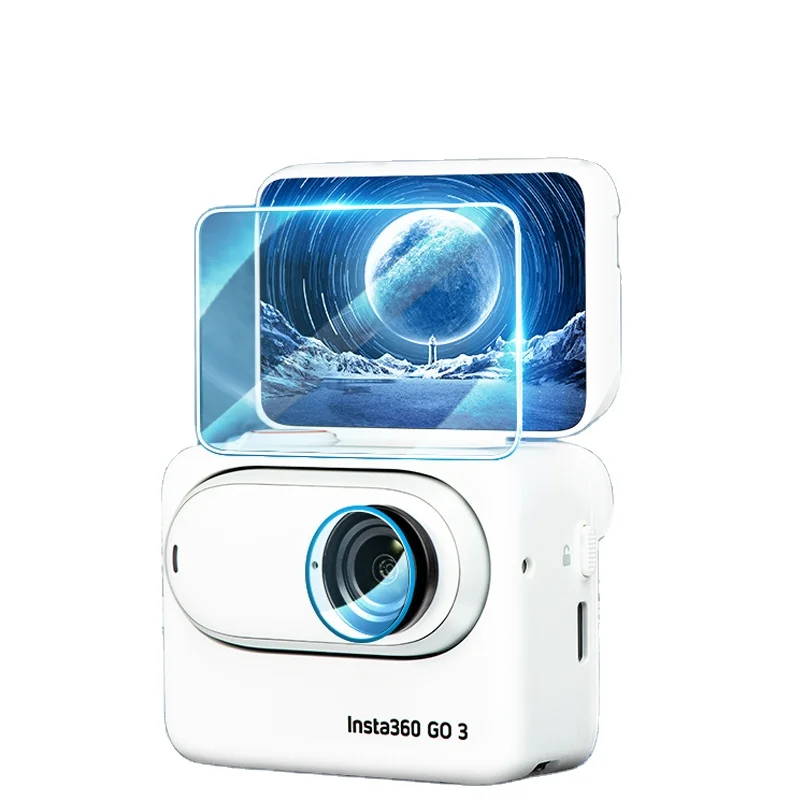 Hongdak 9HD Anti-scratch Protective Tempered Glass Screen Protector Film for Insta360 GO 3 Camera Lens and LCD film