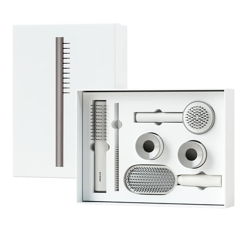 Custom 5 in 1 Packing Colorful 3D Aigbag Paddle Hair Brush Hairbrush Hair Extension Brush And Comb Set