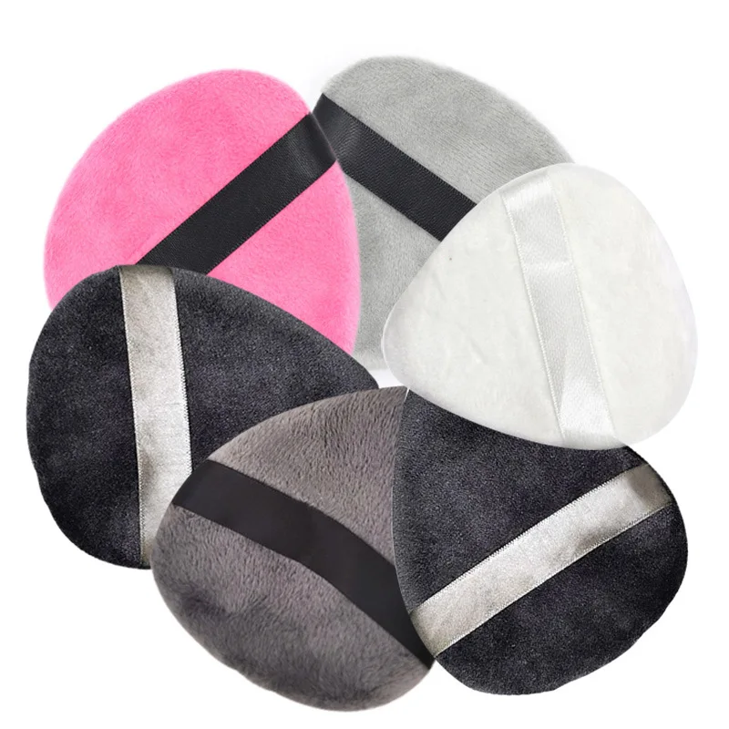Custom logo Makeup velvet face and body white black pink shimmer powder puff setting loose powder puff pointed heart powder puff