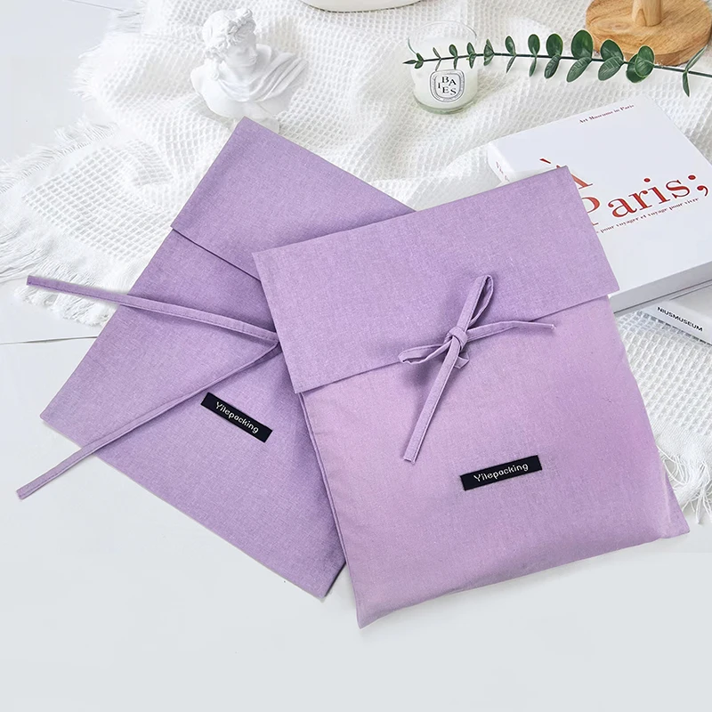 SHUNFA Custom Cotton Envelope Dust Bag for T-Shirt Clothes Packaging Bag with Woven Label Eco Friendly Gift Pouch Bag