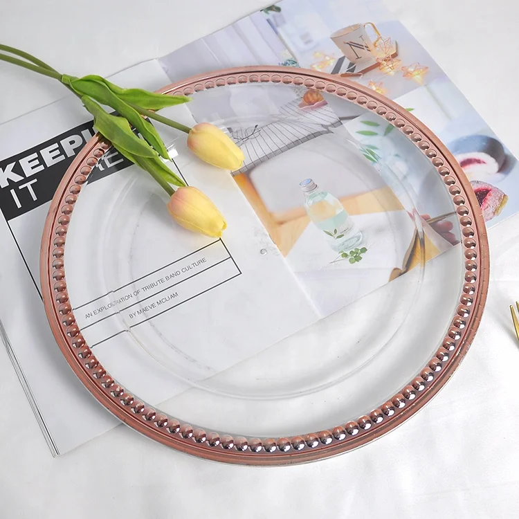 Wholesale transparent plastic clear dinner charger plates for wedding event party decoration