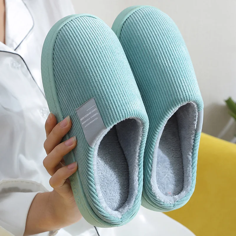 Unisex Winter New Ladies Lover Home Bedroom Thermal Cotton Slippers Thick Leaky Snti-slip Warm Slippers For Women