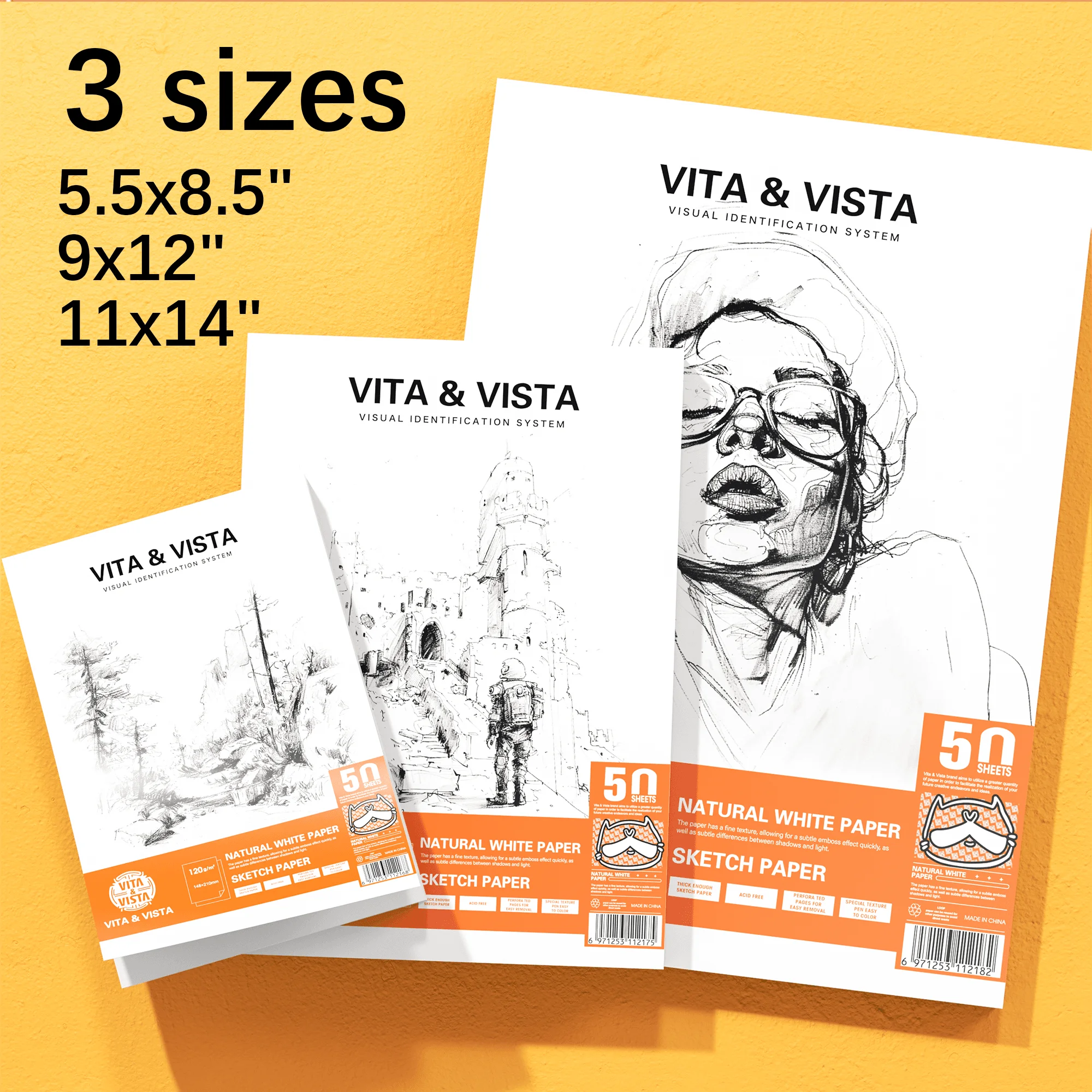 New Version 50 Sheets Custom Size Drawing Book With 120gsm Acid Free Drawing Sketch Paper