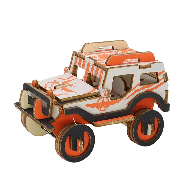 educational toy Wooden Construction vehicle Assembly Model 3d diy  jigsaw puzzle cars for Adults and Kids