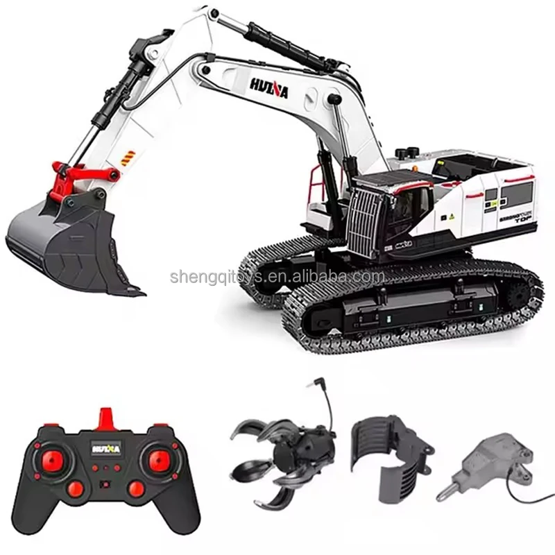 Huina RC Truck Car 1594 1/14 Scale 2.4G 22CH RC Excavator Alloy Vehicles With LED Light Sound Machine Toys Models