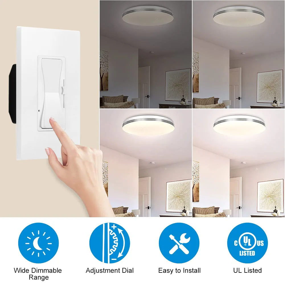 US Standard LED Triac Dimmer Controller 3 Way Light Accessories Manual  Dimming Switch