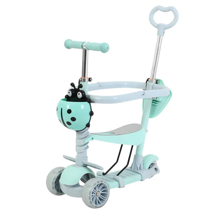 Wholesale 3 IN 1 flashing PU wheel Kids Scooter OEM baby toys kick scooter child scooter with push bar
